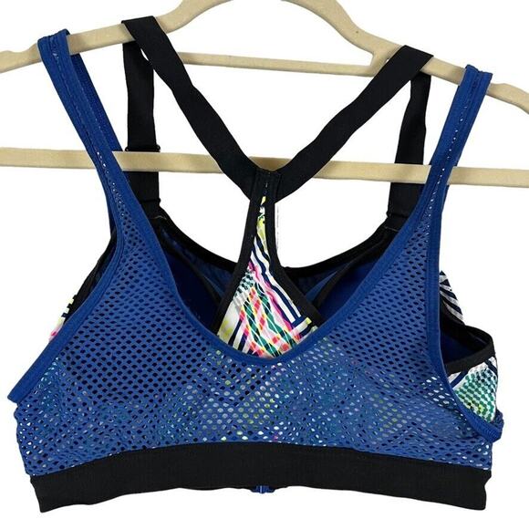 VSX Sport Victorias Secret Womens Blue Zip Front Mesh Wireless Padded Bra 34D - Picture 14 of 16